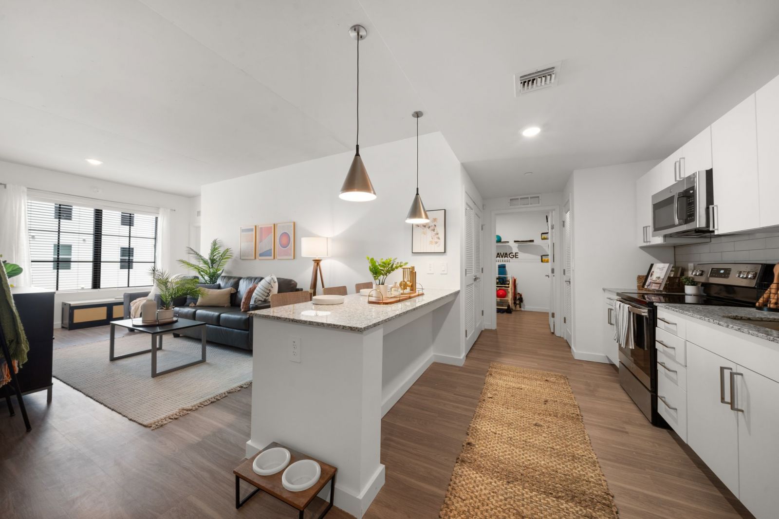 Airy and bright kitchen and living room