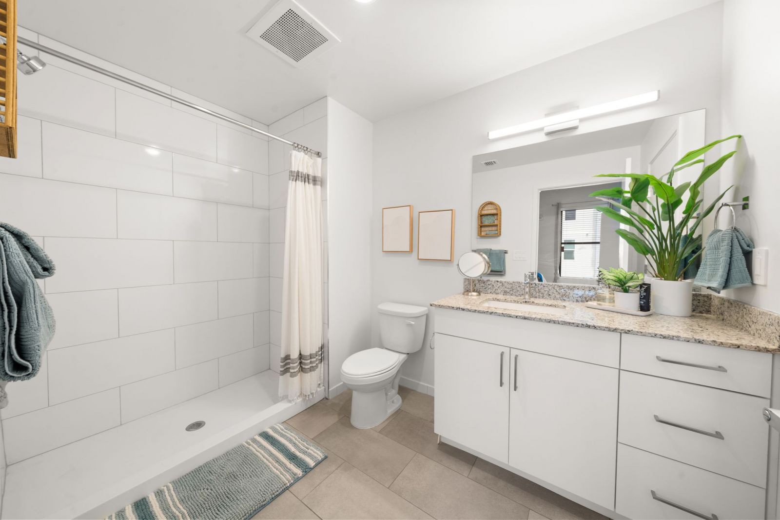 Light and clean bathroom with shower